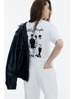 H&M - Women White Oversized Printed T-Shirt