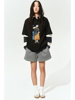 H&M - Women Black Oversized Printed T-Shirt
