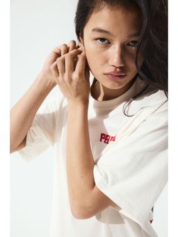 H&M - Women White Oversized Printed T-Shirt