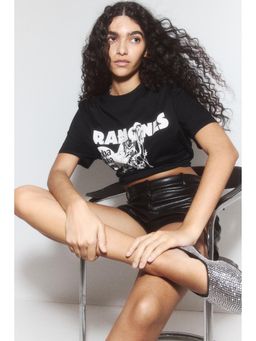 H&M - Women Black Printed T-Shirt