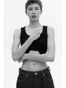 H&M - Women Black Ribbed Vest Top