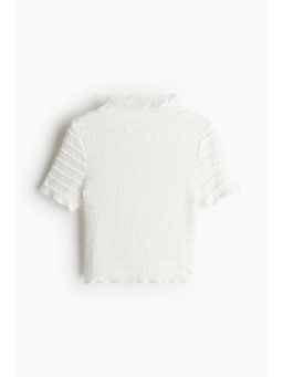 H&M - Women White Overlock-Detail Smocked Top