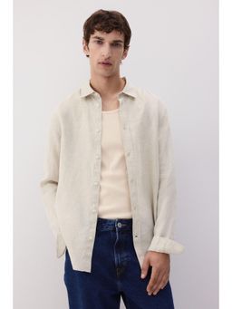 H&M - Men Beige Regular Fit Linen Shirt