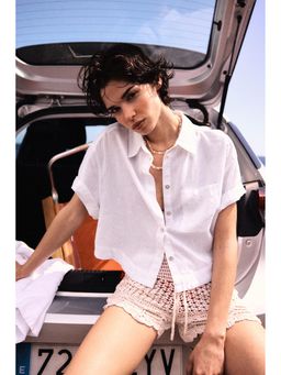 H&M - Women White Linen-Blend Shirt