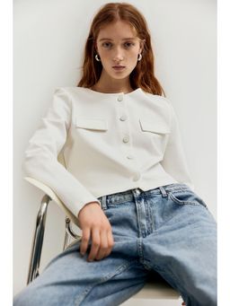 H&M - Women White Pocket-Detail Jersey Cardigan