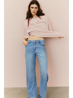 H&M - Women Pink Oversized Motif-Detail T-Shirt