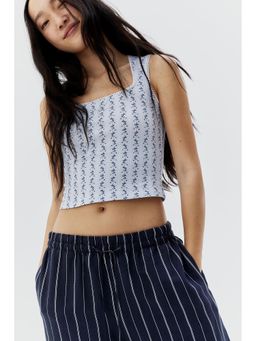 H&M - Women Blue Picot-Trimmed Vest Top