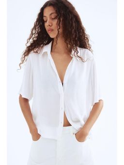 H&M - Women White Crinkled Viscose Shirt