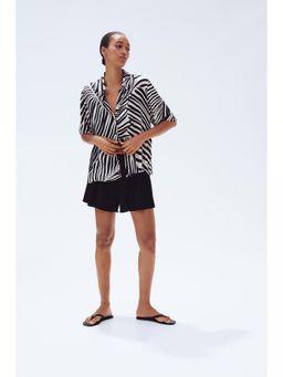 H&M - Women Black Crinkled Viscose Shirt