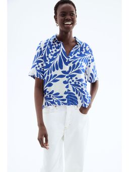 H&M - Women Blue Crinkled Viscose Shirt