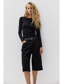 H&M - Women Black Ribbed Cotton Top