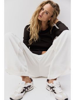 H&M - Women Brown Ribbed Cotton Top