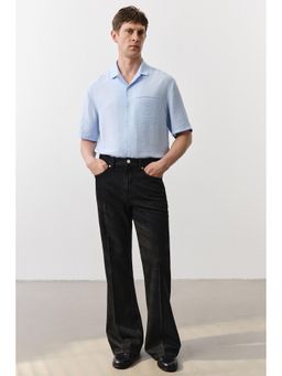 H&M - Men Blue Regular Fit Textu Resort Shirt