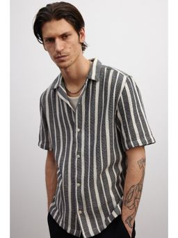 H&M - Men Blue Regular Fit Textu Resort Shirt