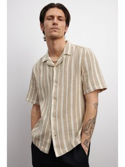 H&M - Men Beige Regular Fit Textu Resort Shirt