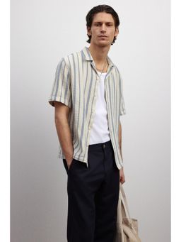 H&M - Men Blue Regular Fit Textu Resort Shirt