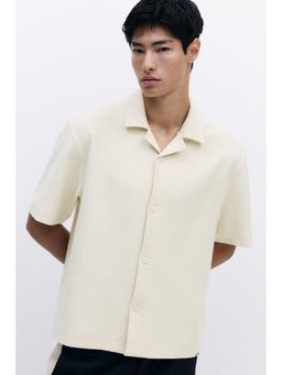 H&M - Men Beige Loose Fit Brushed Resort Shirt