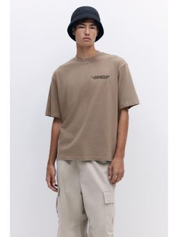 H&M - Men Beige Loose Fit Washed T-Shirt