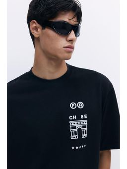 H&M - Men Black Loose Fit Washed T-Shirt