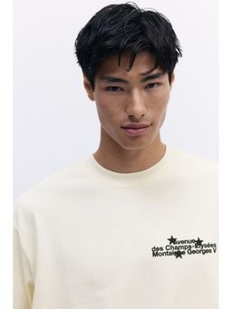 H&M - Men Beige Loose Fit Washed T-Shirt