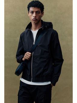 H&M - Men Black Loose Fit Nylon Windbreaker