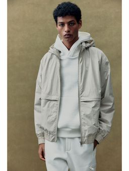 H&M - Men Beige Loose Fit Nylon Windbreaker