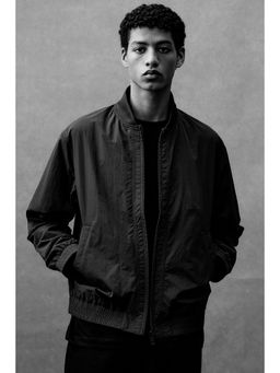 H&M - Men Grey Regular Fit Nylon Bomber Jacket