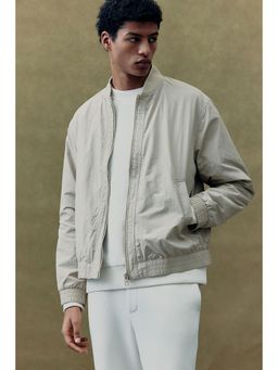 H&M - Men Beige Regular Fit Nylon Bomber Jacket