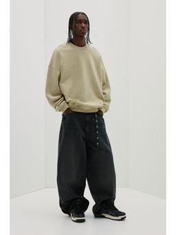 H&M - Men Beige Oversized Fit Washed Sweatshirt