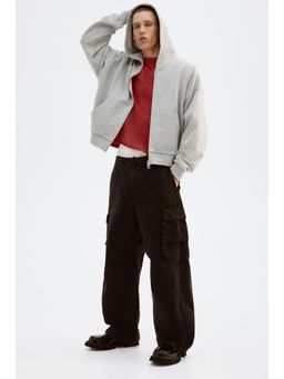 H&M - Men Grey Oversized Fit Zip-Through Hoodie