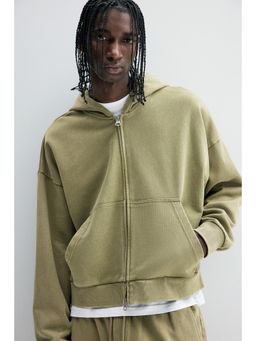 H&M - Men Green Oversized Fit Zip-Through Hoodie