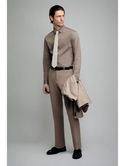 H&M - Men Beige Regular Fit Suit Trousers