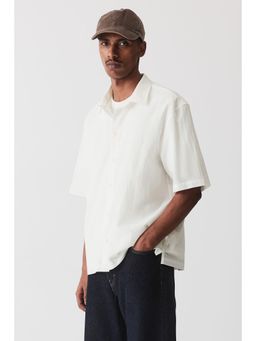 H&M - Men White Regular Fit Crinkled Short-Sleeved Shirt