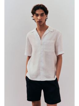 H&M - Men White Regular Fit Linen Resort Shirt