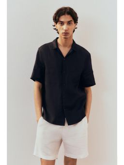 H&M - Men Blue Regular Fit Linen Resort Shirt