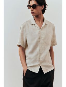 H&M - Men White Regular Fit Linen Resort Shirt