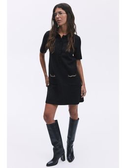 H&M - Women Black Chain-Detail Knitted Dress