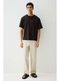 H&M - Men Black Regular Fit Waffled T-Shirt