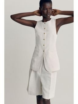 H&M - Women Beige Long Suit Waistcoat