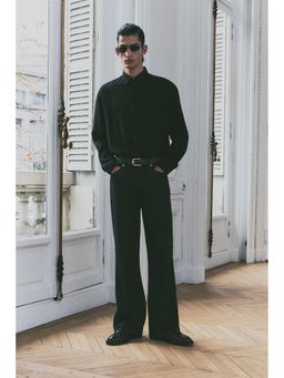 H&M - Men Black Regular Fit Crinkled Shirt