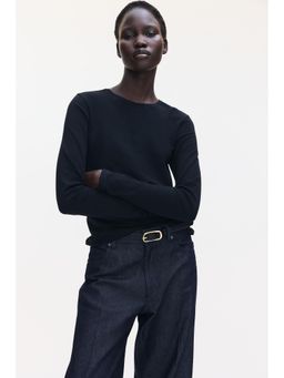 H&M - Women Black Fitted Cotton Top