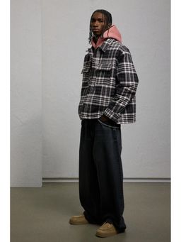 H&M - Men Grey Oversized Fit Flannel Overshirt