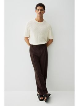 H&M - Men White Regular Fit Textu-Knit T-Shirt