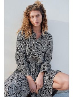 H&M - Women Black Tie-Belt Viscose Shirt Dress