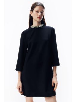 H&M - Women Black Beaded-Collar Dress