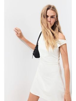 H&M - Women White Twist-Detail One-Shoulder Dress