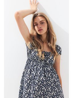 H&M - Women Blue Drawstring-Detail Fla-Skirt Dress