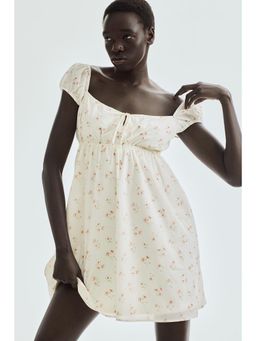 H&M - Women White Drawstring-Detail Fla-Skirt Dress