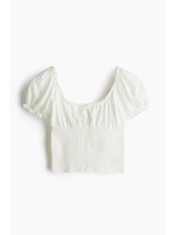 H&M - Women White Smocked Viscose Blouse