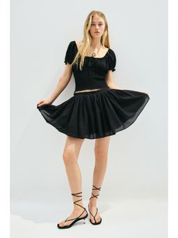 H&M - Women Black Smocked Viscose Blouse